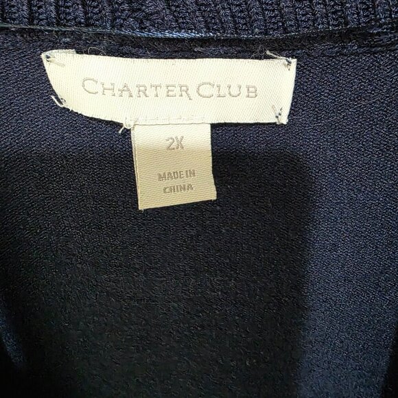 Charter Club Open Front Sweater Cardigan – Women’s Plus 2X Navy Blue - Picture 5 of 8